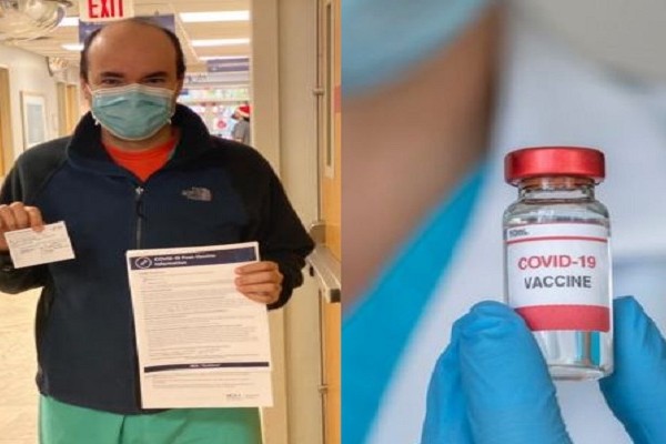 Médico opita vacunado contra el COVID
